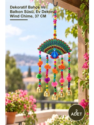 Yenilig 2 Adet Tavuskuşu Rüzgar Çanı – Dekoratif Bahçe ve Balkon Süsü, Ev Dekoru, Wind Chime, 37 cm
