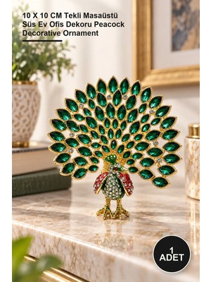 Yenilig 1 Adet Tavuskuşu Dekoratif Obje – 10 x 10 cm Tekli Masaüstü Süs Ev Ofis Dekoru Peacock Decorative Ornament