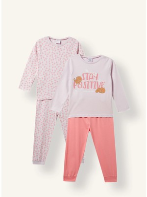 DeFacto %100 Pamuk Baskılı ve Desenli 4'lü Pijama Takımı Kız Bebek I3235A526AU