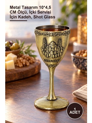 Yenilig 1 Adet Yöresel Metal Kadeh Bardak – Metal Tasarım 10*4,5 cm Ölçü, Içki Servisi Için Kadeh, Shot Glass