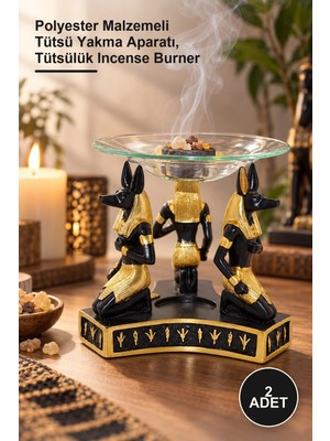 Yenilig 2 Adet Anubis Buhurdanlık – Polyester Malzemeli Tütsü Yakma Aparatı, Tütsülük Incense Burner