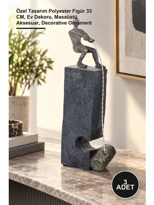 Yenilig 3 Adet Dekoratif Obje – Özel Tasarım Polyester Figür 33 Cm, Ev Dekoru, Masaüstü Aksesuar, Decorative Ornament