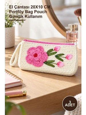 Yenilig 3 Adet Çanta Mahendra-5 – El Çantası 20X10 Cm, Portföy Bag Pouch Günlük Kullanım