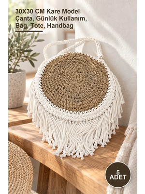 Yenilig 5 Adet Çanta Mahendra-3 – 30X30 cm Kare Model Çanta, Günlük Kullanım, Bag, Tote, Handbag