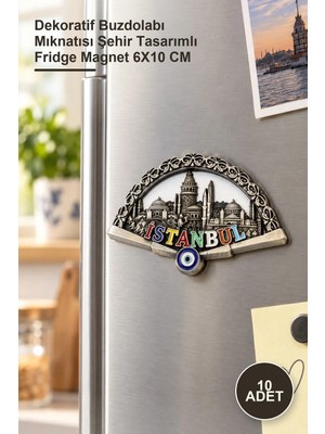Yenilig 10 Adet Istanbul Temalı Metal Magnet – Dekoratif Buzdolabı Mıknatısı Şehir Tasarımlı Fridge Magnet 6X10 cm