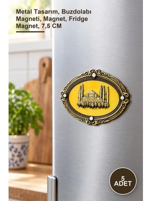 Yenilig 5 Adet Istanbul Temalı Metal Magnet – Metal Tasarım, Buzdolabı Magneti, Magnet, Fridge Magnet, 7,5 cm
