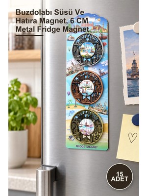 Yenilig 15 Adet Istanbul Temalı Metal Magnet – Buzdolabı Süsü ve Hatıra Magnet, 6 cm Metal Fridge Magnet