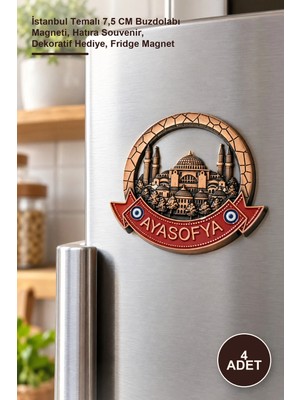 Yenilig 4 Adet Metal Magnet – Istanbul Temalı 7,5 cm Buzdolabı Magneti, Hatıra Souvenir, Dekoratif Hediye, Fridge Magnet