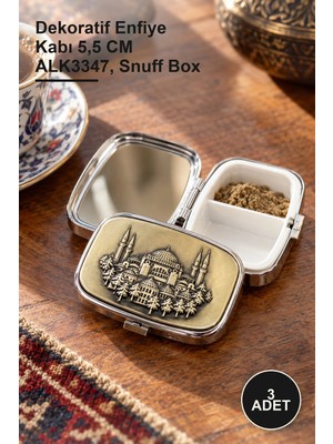 Yenilig 3 Adet Istanbul Temalı Enfiye Kutusu – Dekoratif Enfiye Kabı 5,5 cm ALK3347, Snuff Box