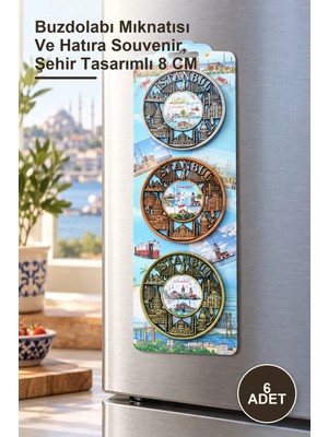 Yenilig 6 Adet Istanbul Temalı Metal Magnet – Buzdolabı Mıknatısı ve Hatıra Souvenir, Şehir Tasarımlı 8 cm