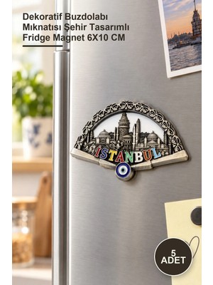 Yenilig 5 Adet Istanbul Temalı Metal Magnet – Dekoratif Buzdolabı Mıknatısı Şehir Tasarımlı Fridge Magnet 6X10 cm