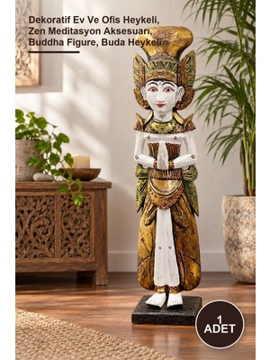 Yenilig 1 Adet Ahşap Buda Figürü 70 cm – Dekoratif Ev ve Ofis Heykeli, Zen Meditasyon Aksesuarı, Buddha Figure, Buda Heykeli