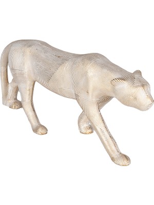 Herdekora Dekoratif Biblo Leopar Gold-Beyaz 59X23 Cm.