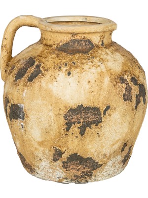 Herdekora Dekoratif Eskitme Kulplu Vazo Kahverengi 23X21 Cm.