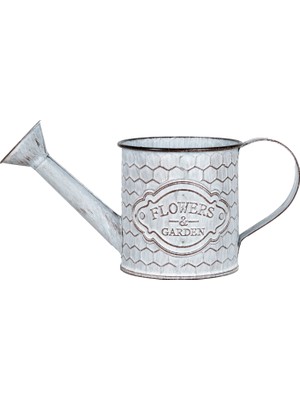 Herdekora Dekoratif Metal Sulak Saksı Beyaz 24X12 Cm.