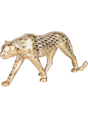 Herdekora Dekoratif Biblo Leopar Gold-Beyaz 44X17 Cm.
