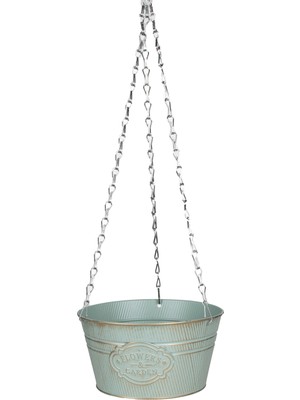 Herdekora Metal Çiçek Saksısı Asılabilir Buz Mavisi 22X12 Cm.