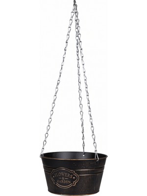 Herdekora Metal Çiçek Saksısı Asılabilir Gold Eskitme 22X12 Cm.