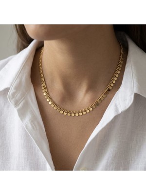 Mith Sb Takı Sallantılı Pullu Kolye  | 14K Altın Kaplama