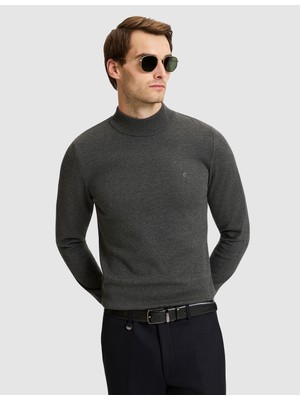 Pierre Cardin Koyu Gri Melanj Slim Fit Basic Kazak 50331459 VR128