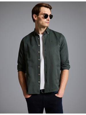 Pierre Cardin Koyu Haki Slim Fit Uzun Kollu Gömlek 50325365 VR111