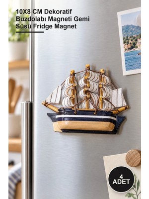 Yenilig 4 Adet Ahşap Gemi Magnet – 10X8 cm Dekoratif Buzdolabı Magneti Gemi Süsü Fridge Magnet