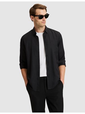 Pierre Cardin Siyah Slim Fit Dokulu Uzun Kollu Gömlek 50333820 VR046