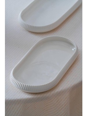 Acar Bianco Perla Porselen Oval Tabak - 22 cm