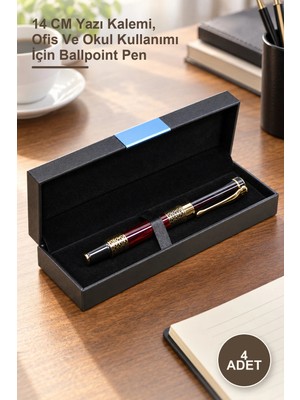 Yenilig 4 Adet Kutulu Tekli Tükenmez Kalem – 14 cm Yazı Kalemi, Ofis ve Okul Kullanımı Için Ballpoint Pen