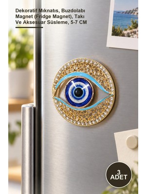 Yenilig 3 Adet Taşlı Magnet – Dekoratif Mıknatıs, Buzdolabı Magnet (Fridge Magnet), Takı ve Aksesuar Süsleme, 5-7 cm