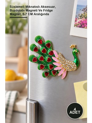 Yenilig 4 Adet Taşlı Magnet – Süslemeli Mıknatıslı Aksesuar, Buzdolabı Magneti ve Fridge Magnet, 5-7 cm Aralığında