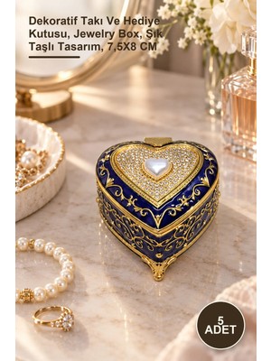 Yenilig 5 Adet Taşlı Kutu – Dekoratif Takı ve Hediye Kutusu, Jewelry Box, Şık Taşlı Tasarım, 7,5x8 cm