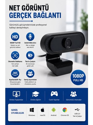 Eseno Select Webcam Orjınal 1080P Hd Konferans Kamera Dahili Mikrofon Görüntülü Sohbet Yayın Kamerası Hd V