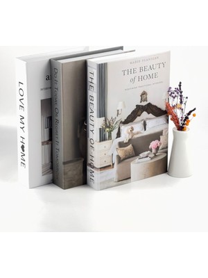 Bak Gel Al 3 lü Kitap Görünümlü Dekoratif Kutu Seti, İskandinav Tarz Modern Ev Dekorasyonu,- Set-2