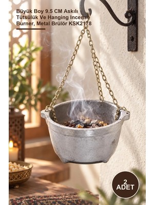 Yenilig 2 Adet Metal Askılı Tütsü Brülörü – Büyük Boy 9.5 cm Askılı Tütsülük ve Hanging Incense Burner, Metal Brülör KSK2178
