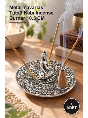 Yenilig 3 Adet Metal Yuvarlak Budalı Tütsülük – Metal Yuvarlak Tütsü Kabı Incense Burner 10.5 cm