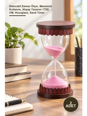 Yenilig 2 Adet Ahşap Kumsaati – Dekoratif Zaman Ölçer, Masaüstü Kullanım, Ahşap Tasarım 17X9 Cm, Hourglass, Sand Timer