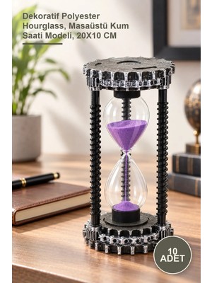 Yenilig 10 Adet Polyester Tasarım Kumsaati – Dekoratif Polyester Hourglass, Masaüstü Kum Saati Modeli, 20X10 cm