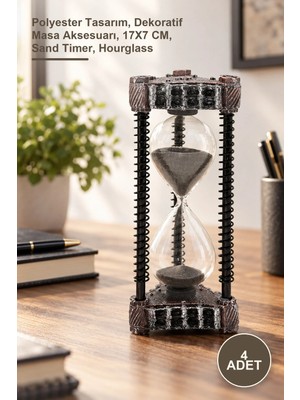 Yenilig 4 Adet Kum Saati – Polyester Tasarım, Dekoratif Masa Aksesuarı, 17X7 Cm, Sand Timer, Hourglass