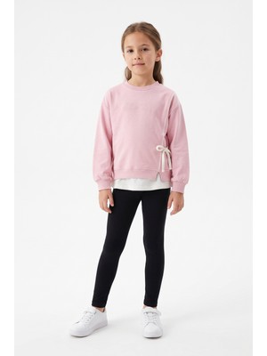 Toontoy Kız Çocuk Önü Baskılı Garni Detaylı Sweatshirt