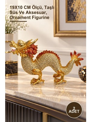 Yenilig 2 Adet Dragon Taşlı Dekoratif Figür – 19X10 cm Ölçü, Taşlı Süs ve Aksesuar, Ornament Figurine