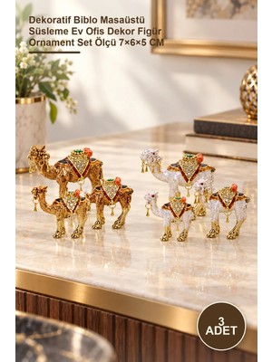 Yenilig 3 Adet Taşlı 3'lü Deve Figürü – Dekoratif Biblo Masaüstü Süsleme Ev Ofis Dekor Figür Ornament Set Ölçü 7×6×5 cm