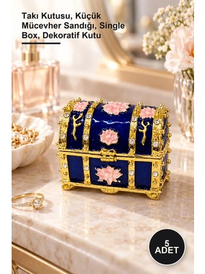 Yenilig 5 Adet Taşlı Tekli Sandık – Takı Kutusu, Küçük Mücevher Sandığı, Single Box, Dekoratif Kutu
