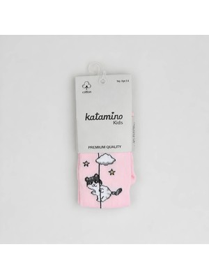 Katamino Zola Kedi Desenli Pamuklu Kız Çocuk Külotlu Çorap