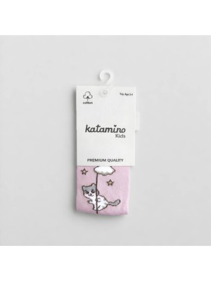 Katamino Zola Kedi Desenli Pamuklu Kız Çocuk Külotlu Çorap