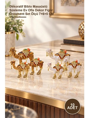 Yenilig 10 Adet Taşlı 3'lü Deve Figürü – Dekoratif Biblo Masaüstü Süsleme Ev Ofis Dekor Figür Ornament Set Ölçü 7×6×5 cm