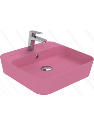Creavit Loop Kare Masa Üstü Ince Çanak Lavabo 45 cm Extra Sakura