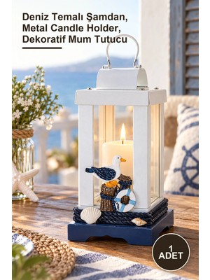 Yenilig 1 Adet Metal Marin Mumluk – Deniz Temalı Şamdan, Metal Candle Holder, Dekoratif Mum Tutucu
