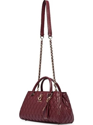 Guess Kadın El Çantası Kapitone Monogram Desenli Zincir Askılı Fermuarlı Şık Günlük Omuz Çantası