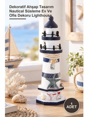 Yenilig 1 Adet Ahşap Marin Deniz Feneri – Dekoratif Ahşap Tasarım Nautical Süsleme Ev ve Ofis Dekoru Lighthouse